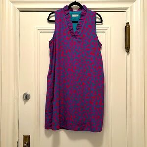 Ruffle neck sleeveless leopard print dress